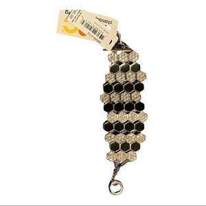 SILVER-TONE Deco Nights Geometric Glass Stone Bracelet